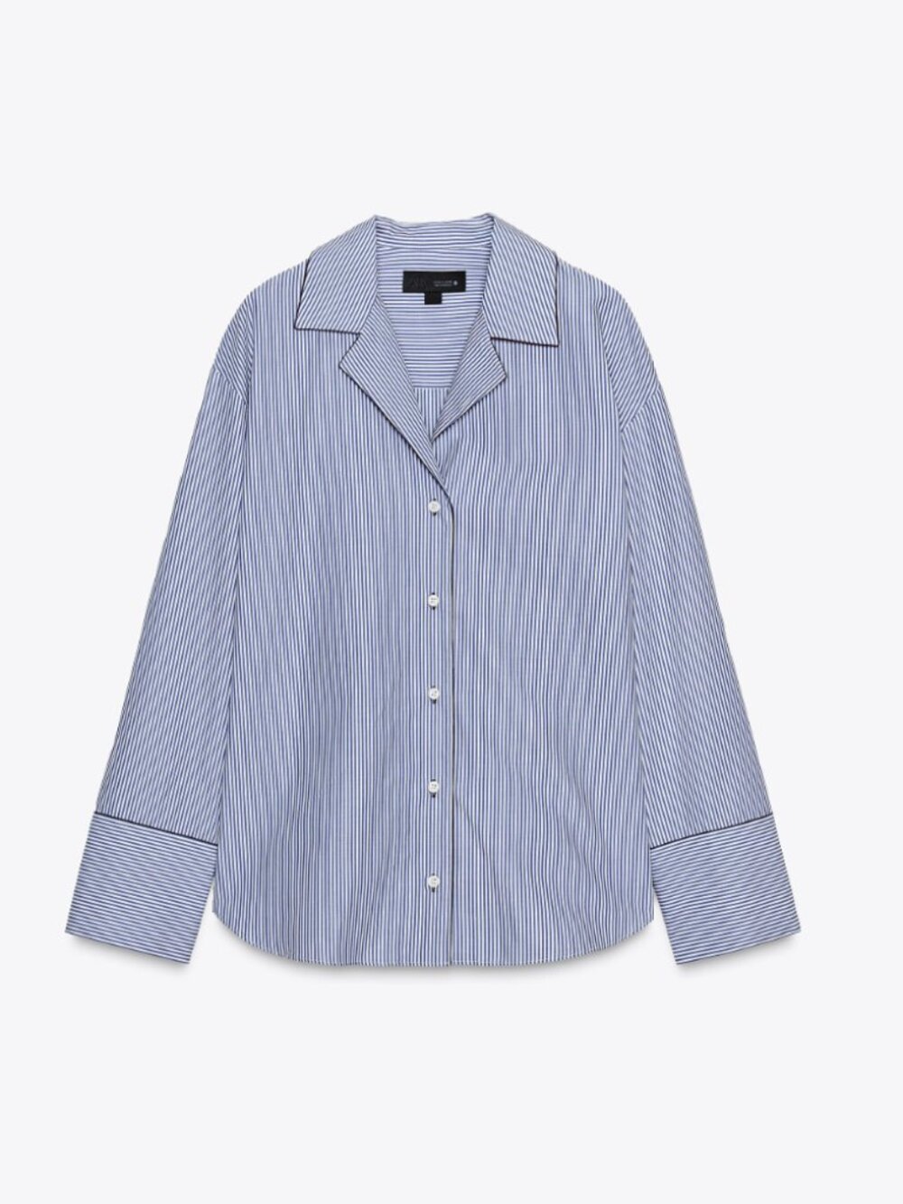 ZW COLLECTION BLUE STRIPE WITH BURGUNDY CONTRAST TRIM SHIRT